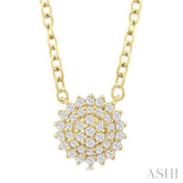 1/6 ctw Petite Round Shape Round Cut Diamond Cluster Fashion Pendant With Chain in 10K Yellow Gold